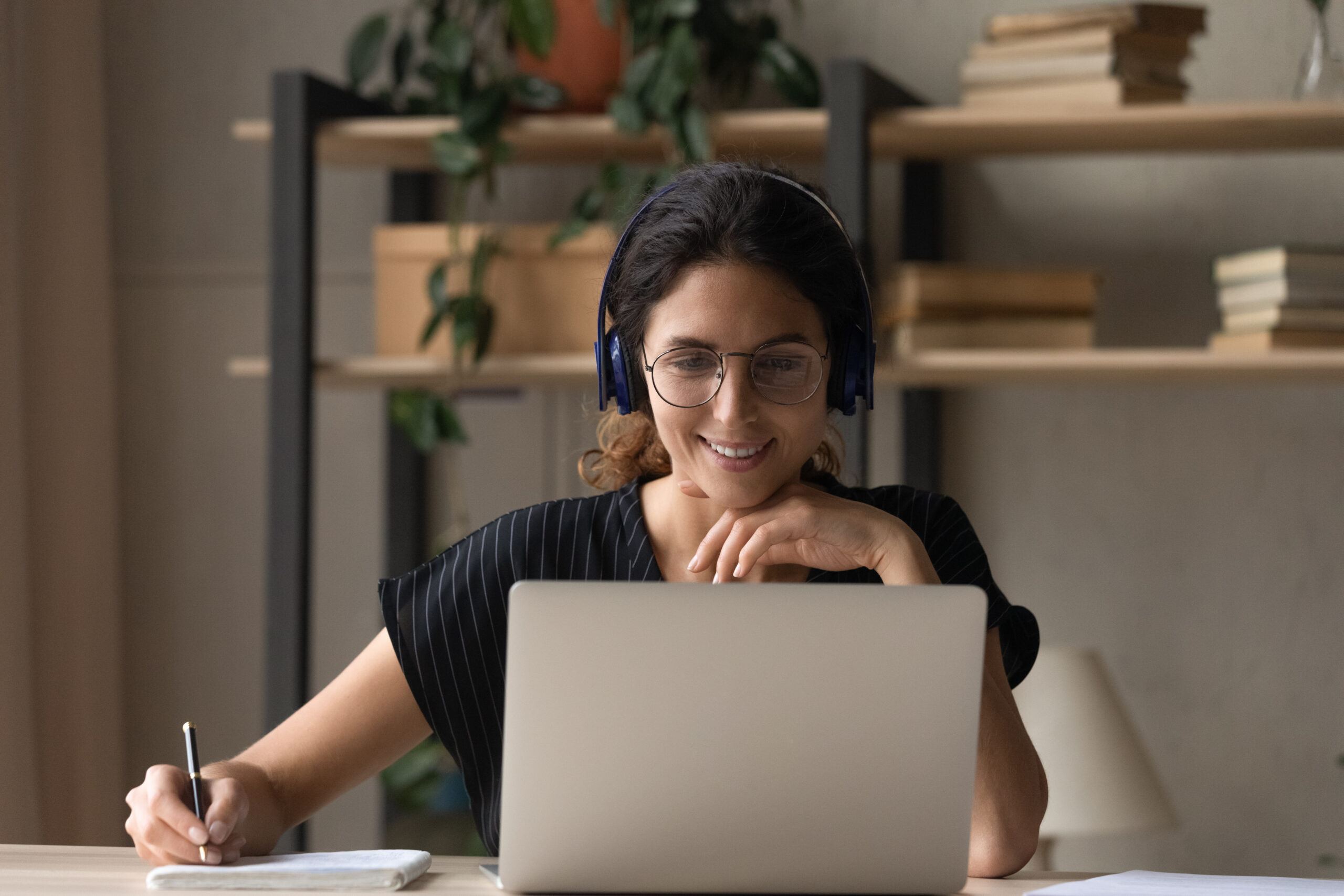 Woman taking an online course